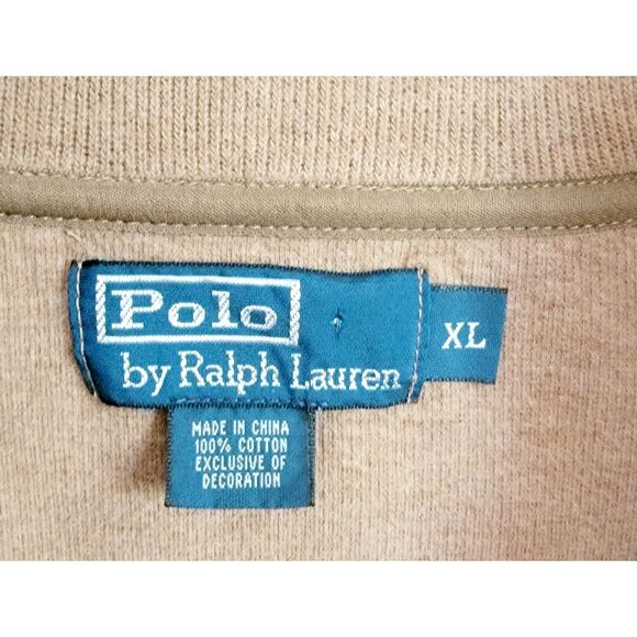 Polo Ralph Lauren Men's‎ XL Vintage Sweater Brown Logo 1/4 Zip LS Cotton - Picture 3 of 6